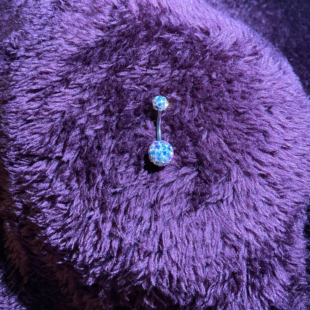 Disco ball diamond belly ring